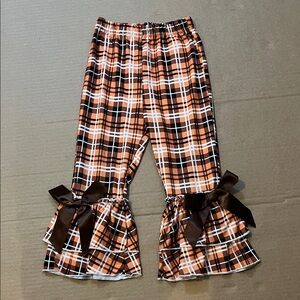Plaid Ruffle Kids Bottoms with Bows size 4-5y